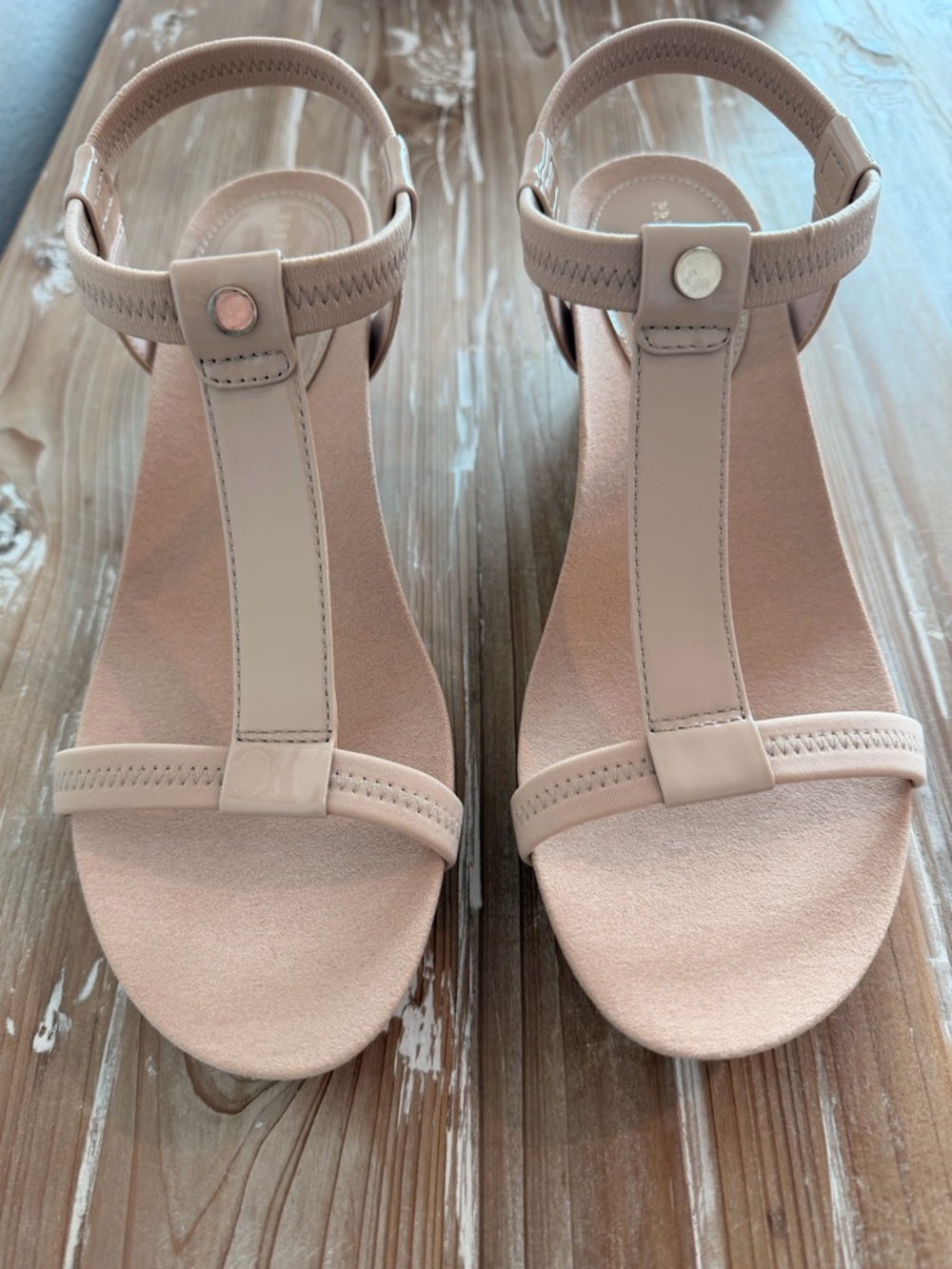 NEW Preston & York Marnie Neutral Leather Wedge Sandals (Size 8.5)
